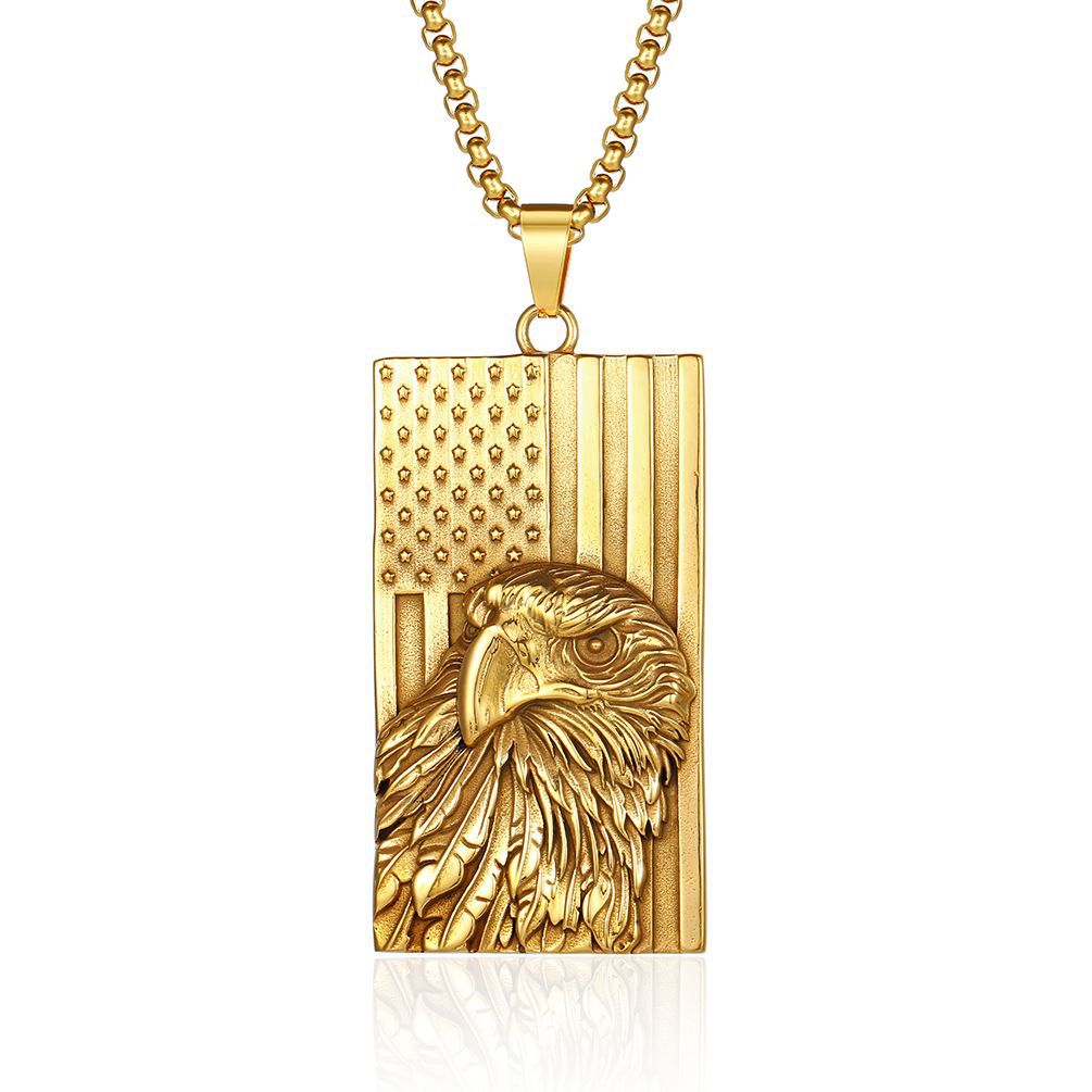 European and American Wind Bald Eagle Titanium Steel Pendant