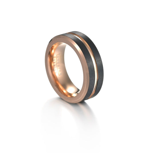 Rose Gold and Black Tungsten Carbide Men's Ring - Standard American Size 8-12