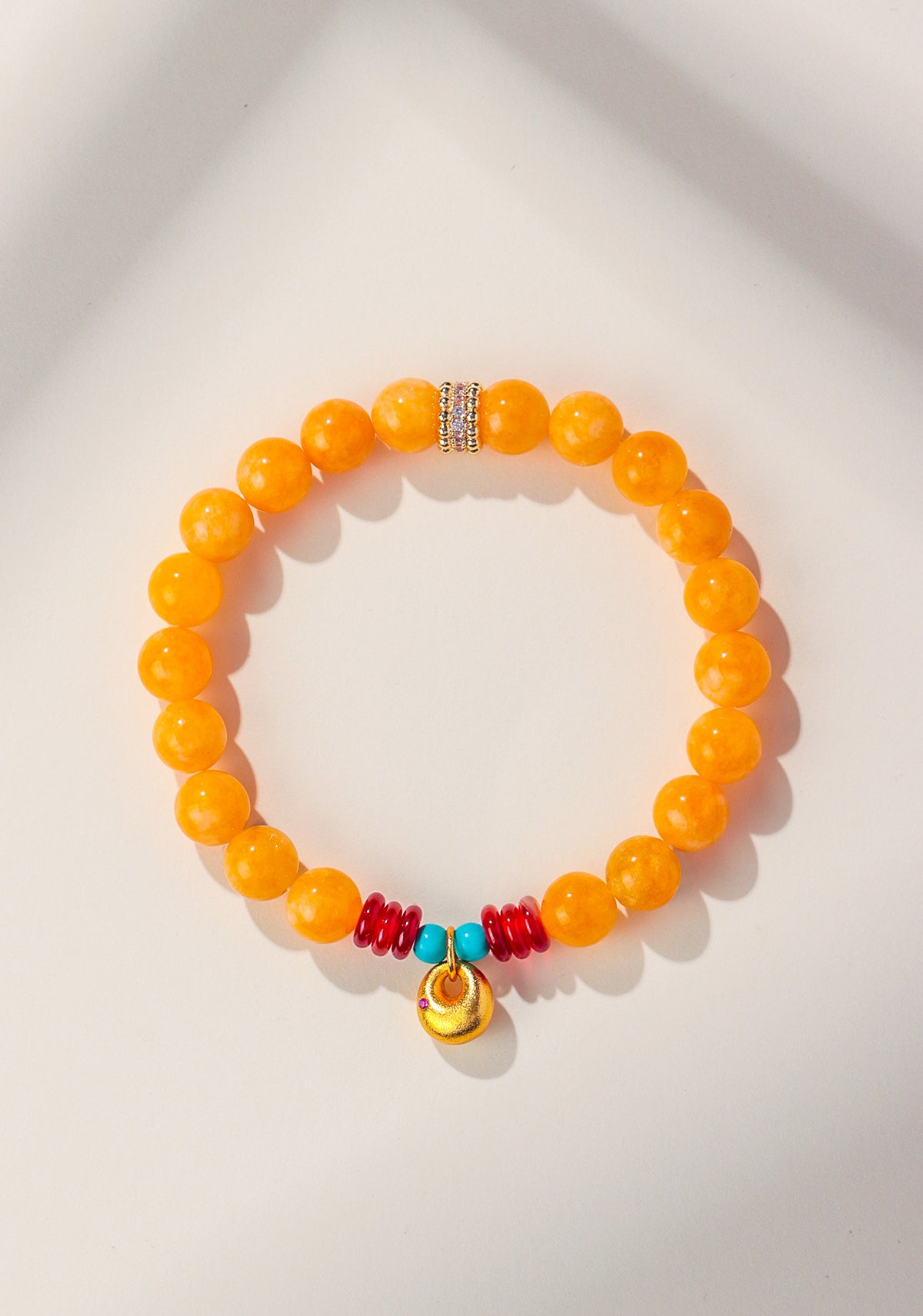 Red Agate & Yellow Chalcedony Fortune Lock Bracelet