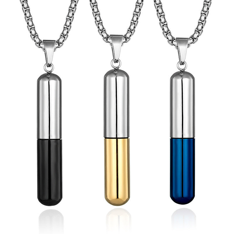 Planderful Personalized Pill Perfume Pendant Necklace Titanium Steel Fashion Punk Fans