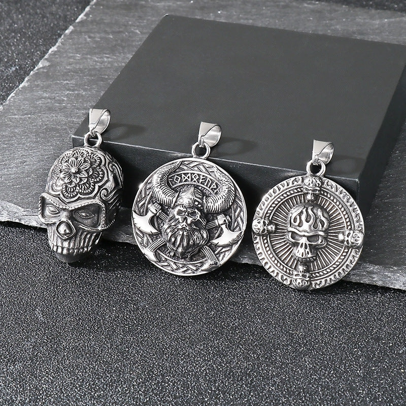 Planderful Day Of Dead Rose Skull Necklace Men Pirate King