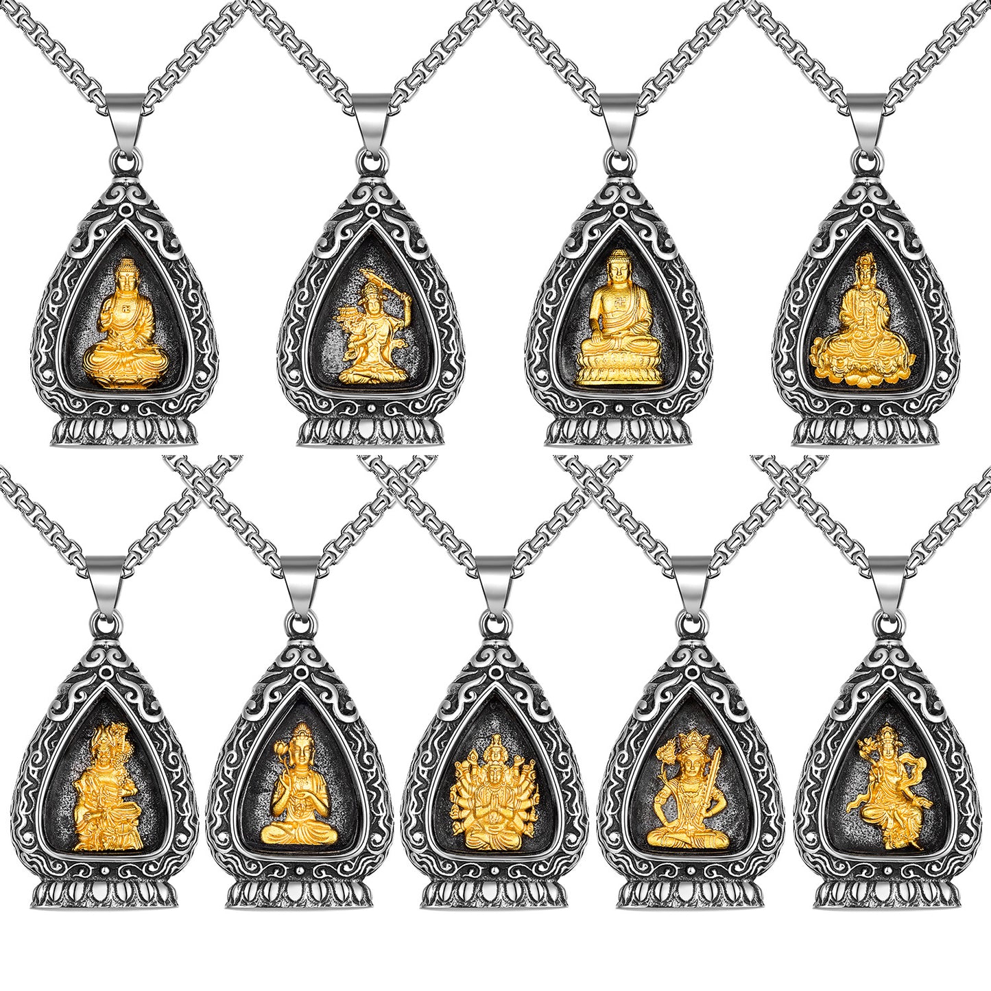 Steel Necklace - Elegant Buddhist Pendant Gift For Boyfriend