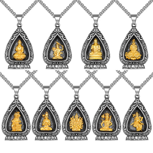 Steel Necklace - Elegant Buddhist Pendant Gift For Boyfriend