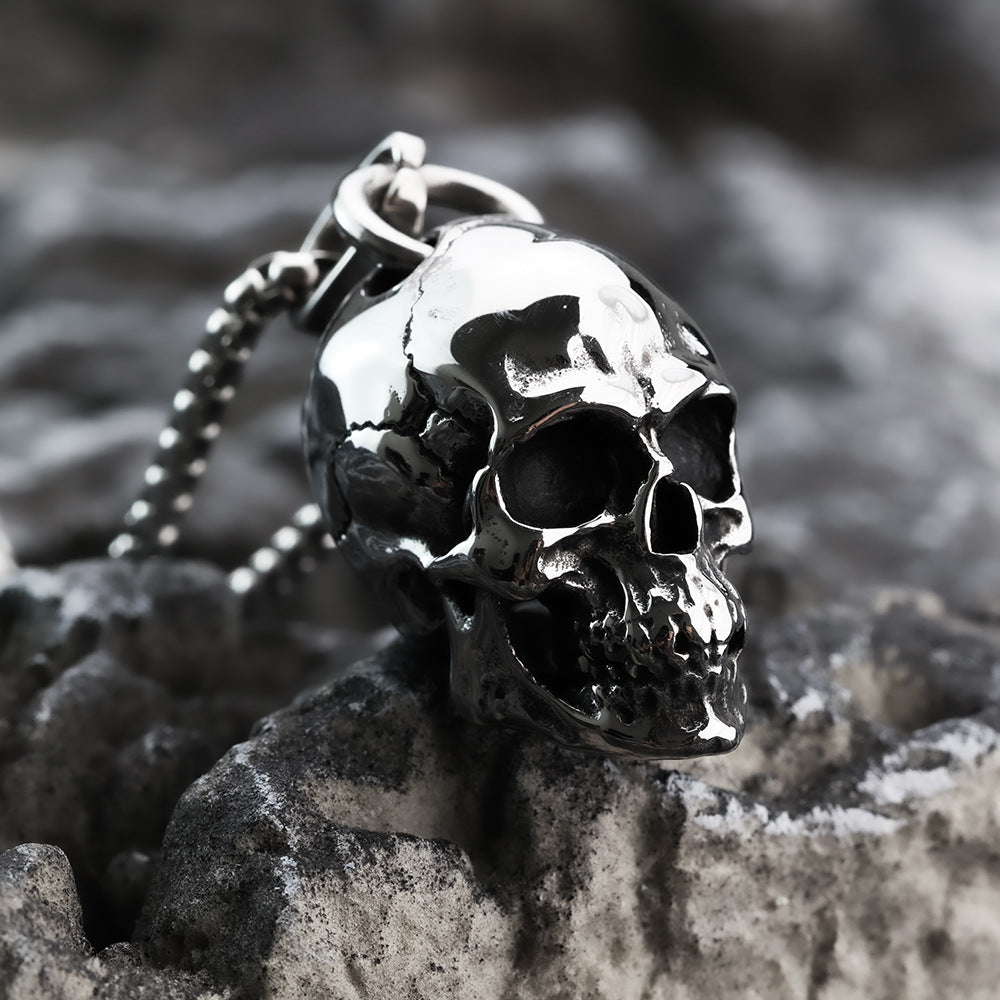 Planderful Punk Skull Pendant For Men In Titanium Steel Personalized Retro Domineering Necklace