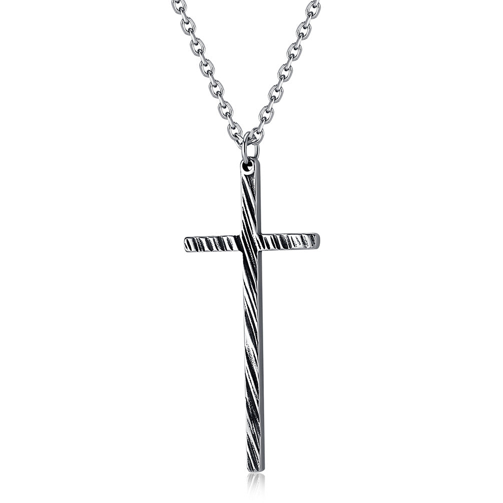 Planderful Cross Necklace Titanium Steel Unisex Retro Pendant Timeless Versatile Everyday Genie Collection