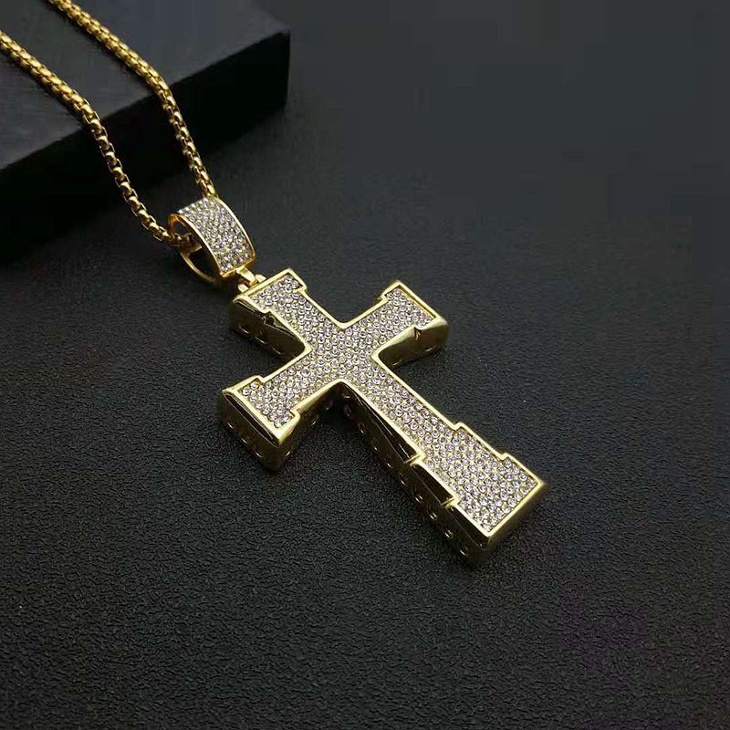 Planderful Everyday Genie Hip Hop Necklace Stainless Steel Gold Plated Rhinestone Pendant For Streetwear Fans