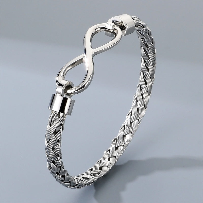 Stainless Steel Infinite Symbol Bracelet – Infinite Love Woven Titanium Steel Advanced