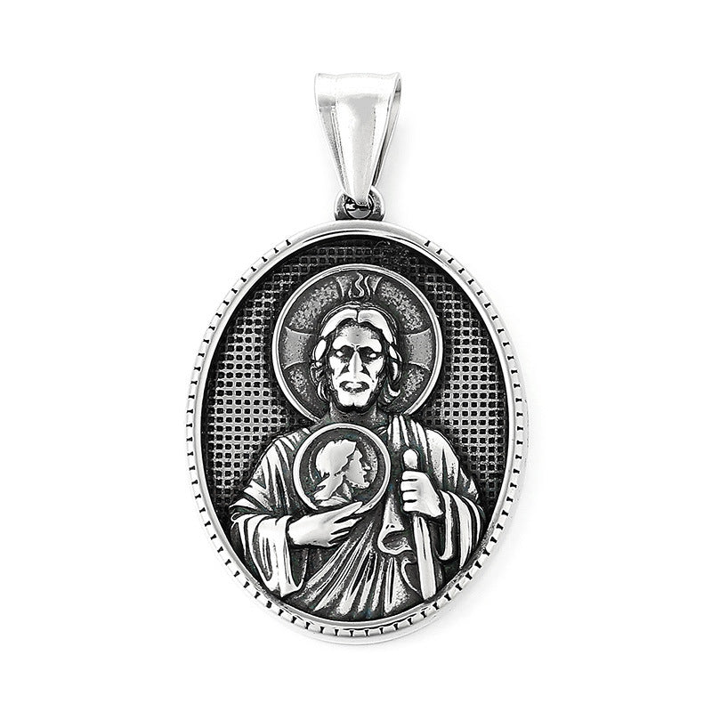 Punk Retro Maria Stainless Steel Men's Round Pendant - Planderful Everyday Genie Collection
