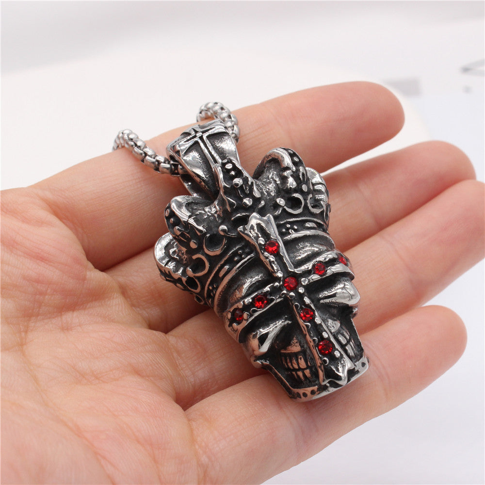 Crown Skull Titanium Steel Pendant Necklace