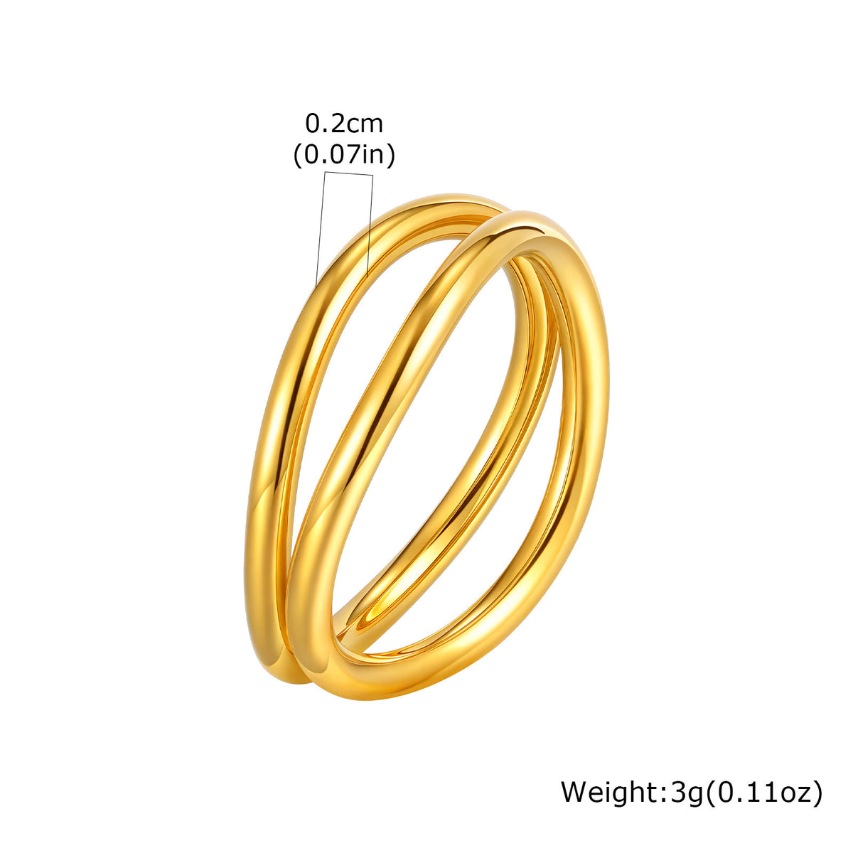 Stainless Steel Two-Piece Set Geometric Lines Double-Layer Size Ring Fine Cold Wind