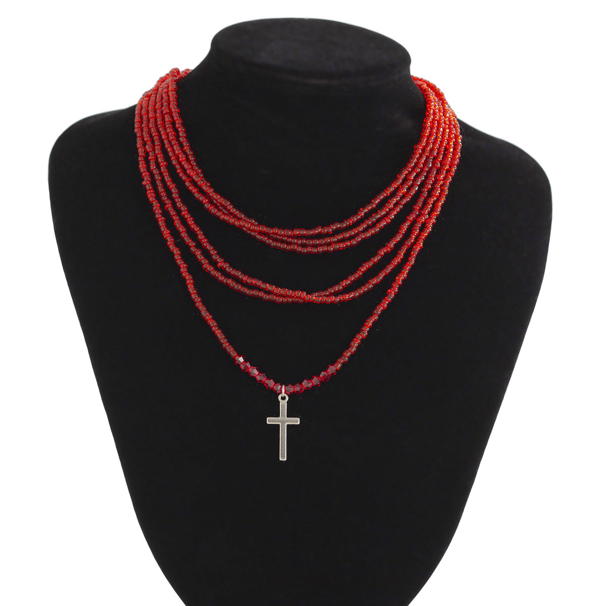 Gothic Beaded Necklace For Alternative Style Fans Planderful Vienna Verve Multi Layered Cross Statement