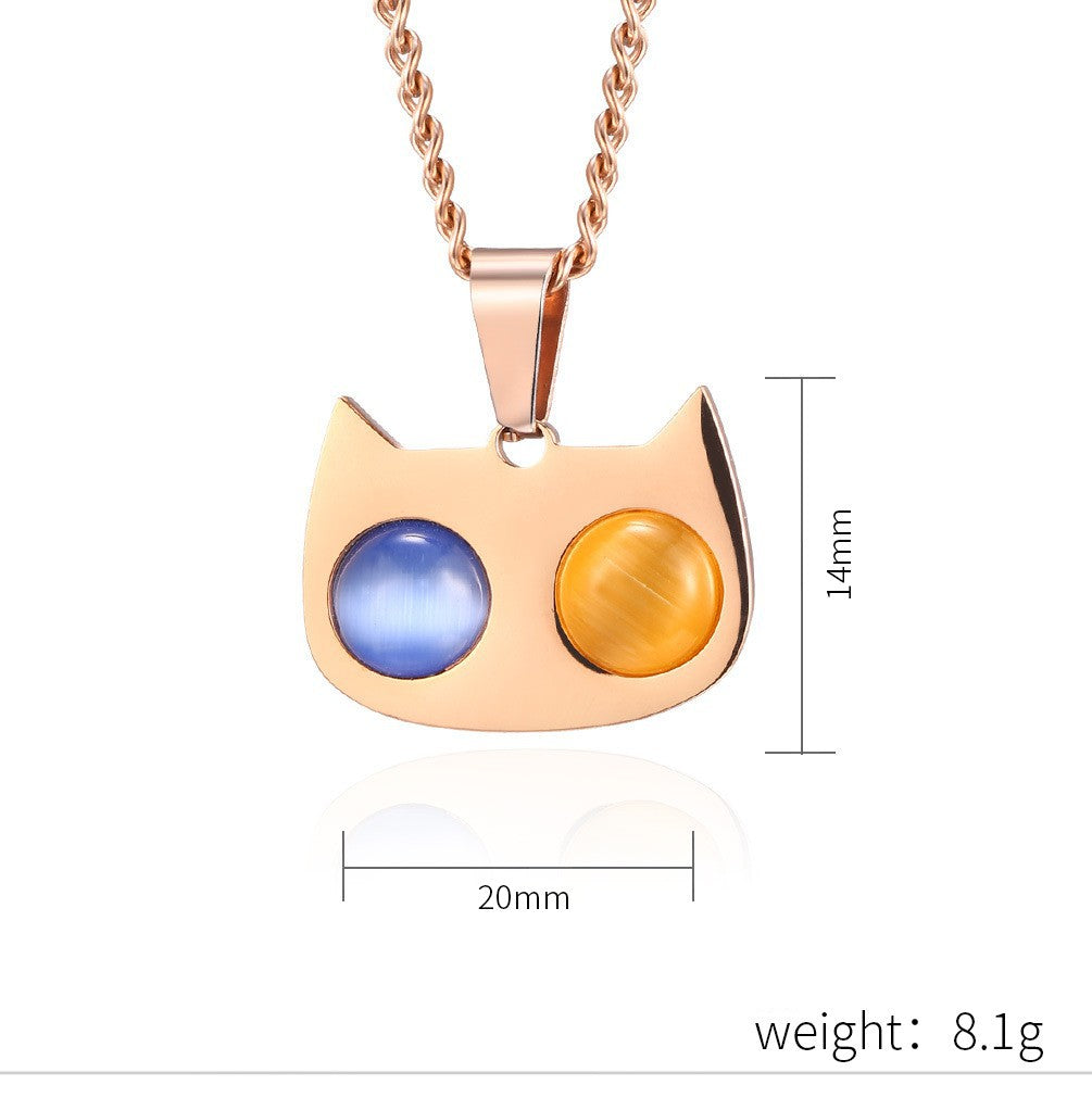 Planderful Cat Face Necklace Titanium Steel Durable Jewelry For Cat Lovers Gift
