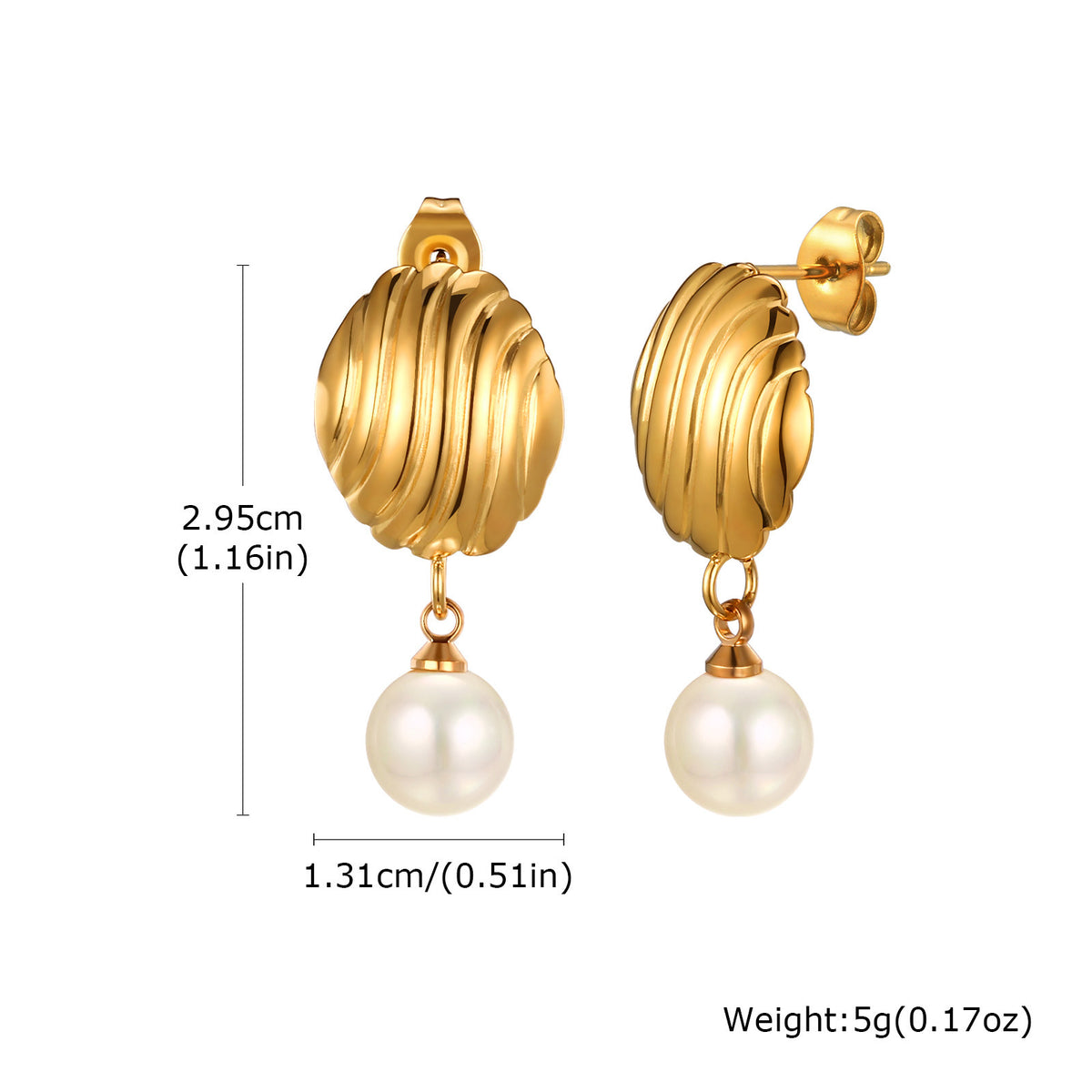 Stainless Steel Pearl Earrings