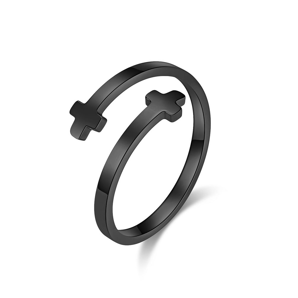 Opening Adjustable Stainless Steel Cross Ring – Women's Stainless Steel