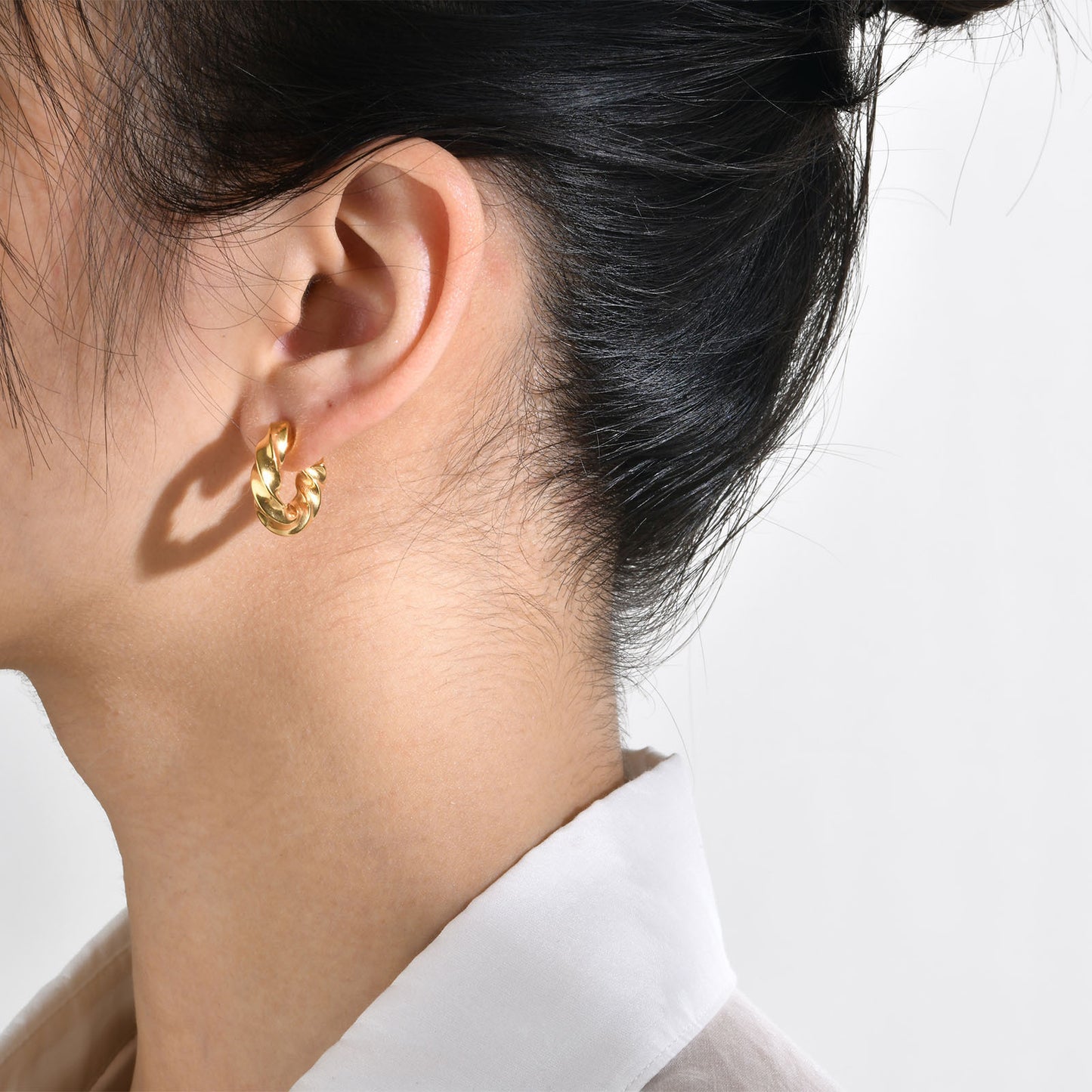 Stainless Steel Twist C-Earrings Gold Women's Trinkets