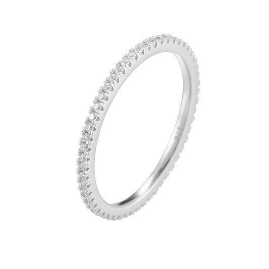 Zircon Eternity Silver Ring