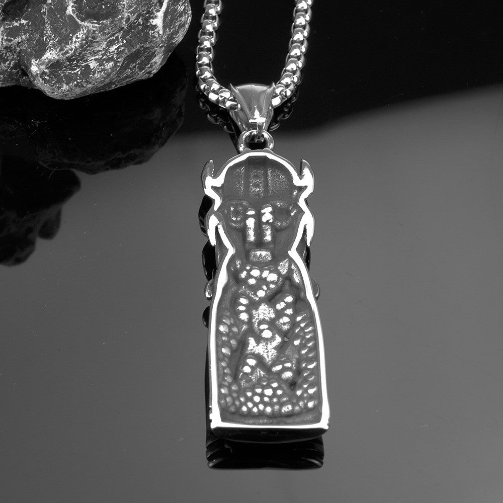 Planderful Titanium Steel Odin Pendant Necklace For Men Retro Viking Portrait Jewelry