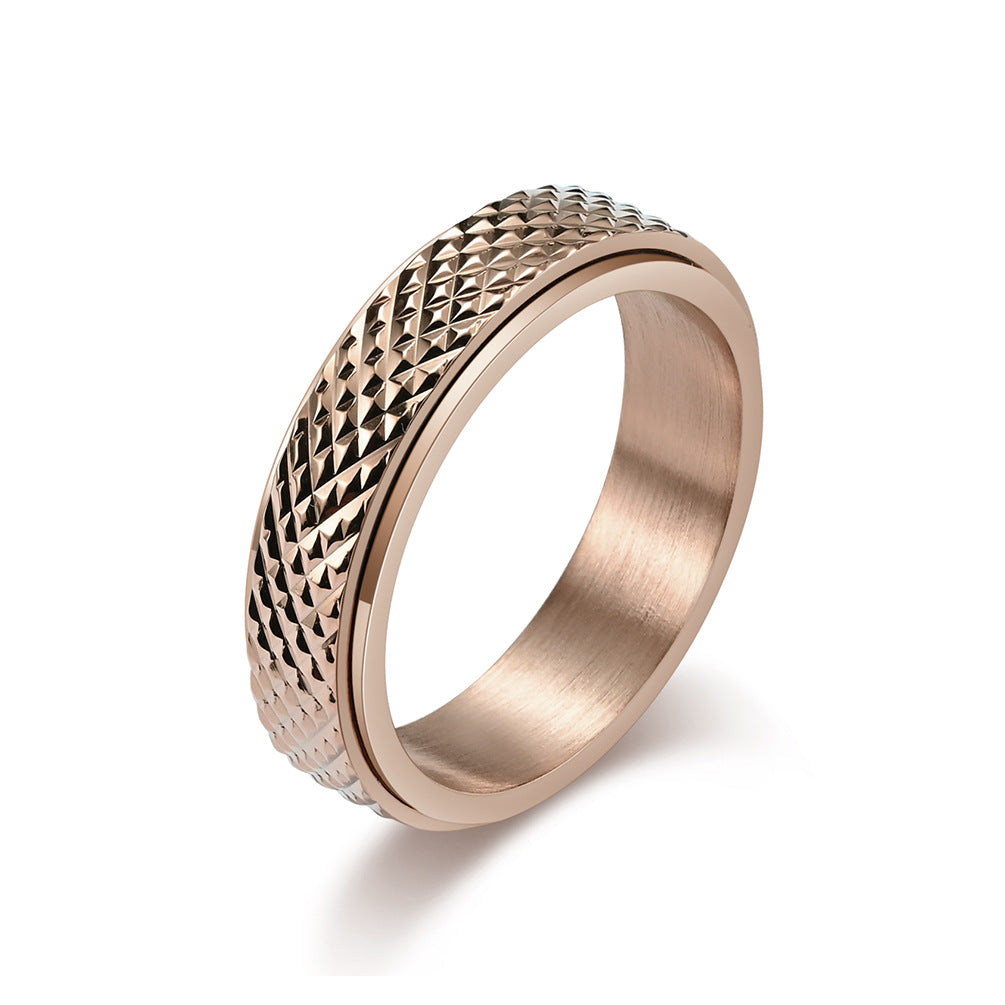 Planderful Rotating Titanium Ring Rhombus Design Unisex Fashion for Hipster Jewelry Lovers