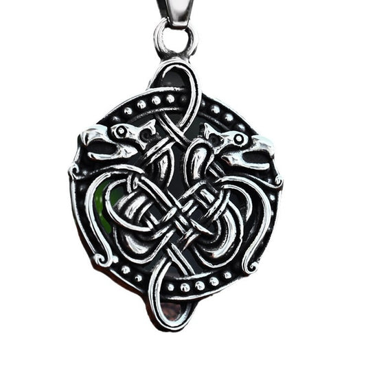 Nordic Viking Double-Headed Dragon Pendant in Titanium Steel for Men – Wholesome Cross-Border Jewelry