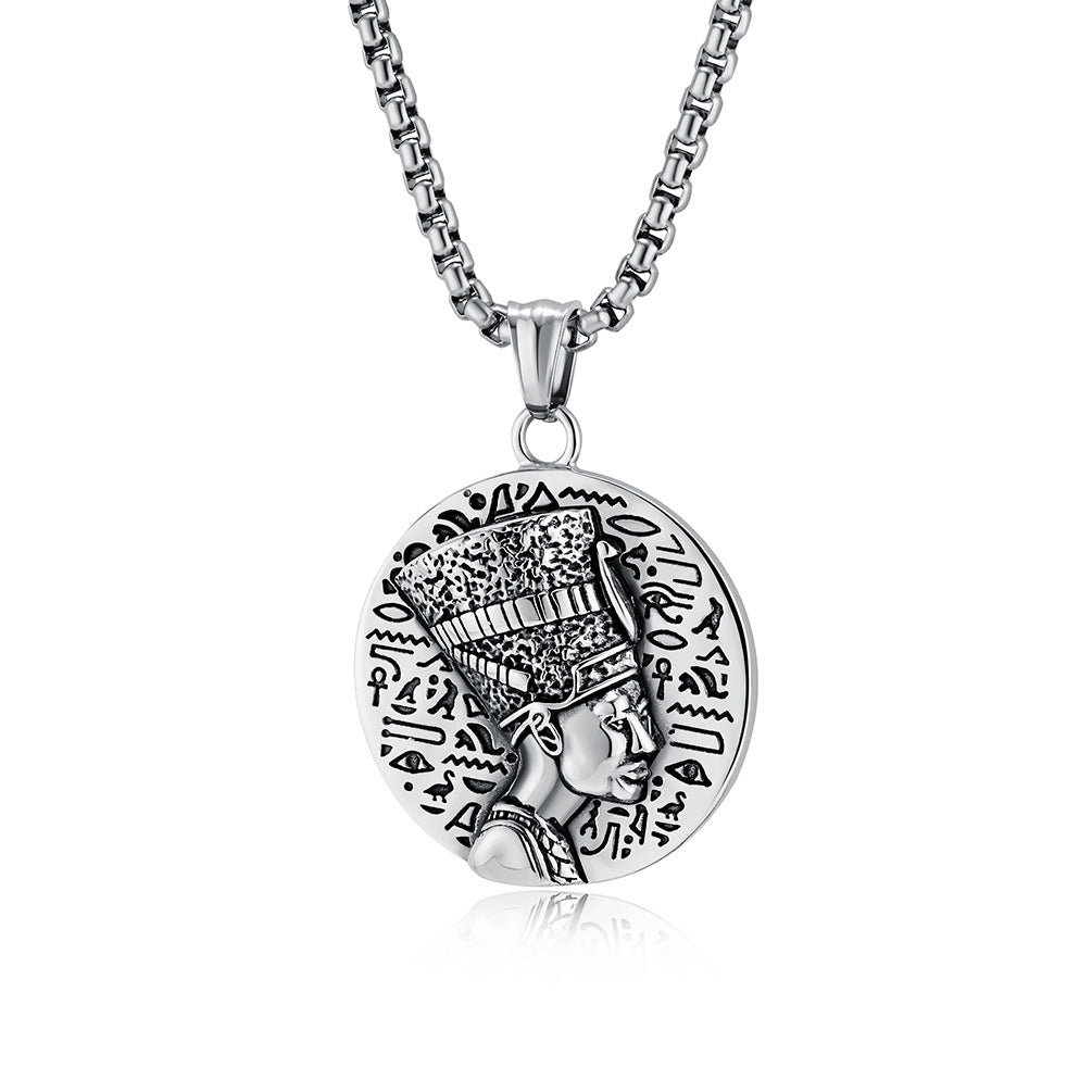 Planderful Nefertiti Titanium Steel Necklace Durable Retro Symbol For Egyptian History Lovers Everyday Genie