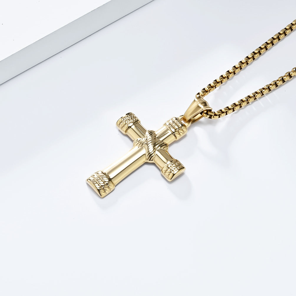 Planderful Rope Knot Cross Necklace Titanium Steel For Men Personalized Trend Jewelry