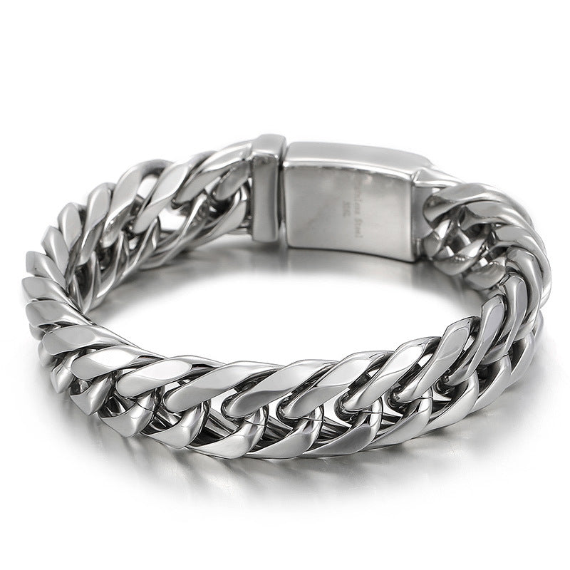 Men's Solid Color Titanium Steel Bracelet - European and American Street Fashion Style