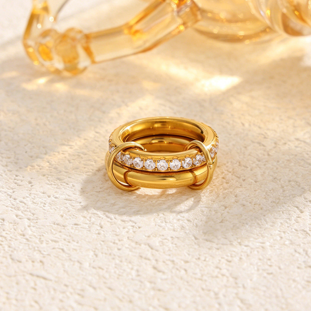 Stainless Steel Zircon Open Ring By Planderful Vienna Verve For Urban Professionals Statement Piece