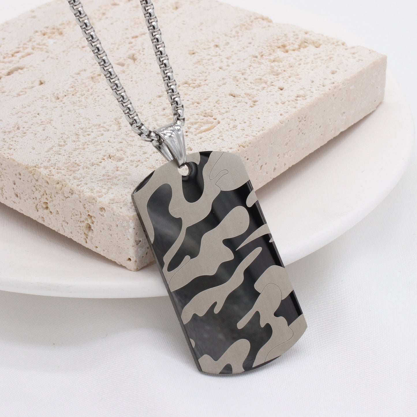 Personalized Camouflage Pendant Titanium Steel by Planderful For Unisex Streetwear Fans
