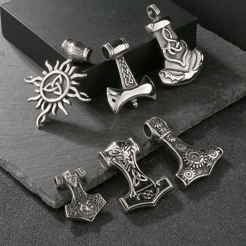 Planderful Dark Wolf Head Pendant Men Titanium Steel