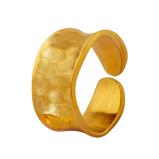 Daybreak Artisanal Gold Plated Titanium Steel Ring with Unique Opening Design