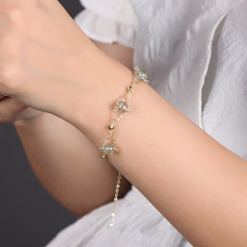 Fortune's Favor Sterling Silver Crystal Bracelet with Unique Korean Beaded Design