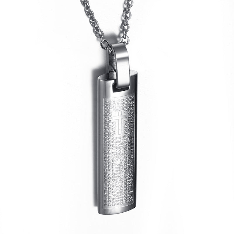 Stainless Steel Strip Corrosive Spanish Pendant Necklace for Men