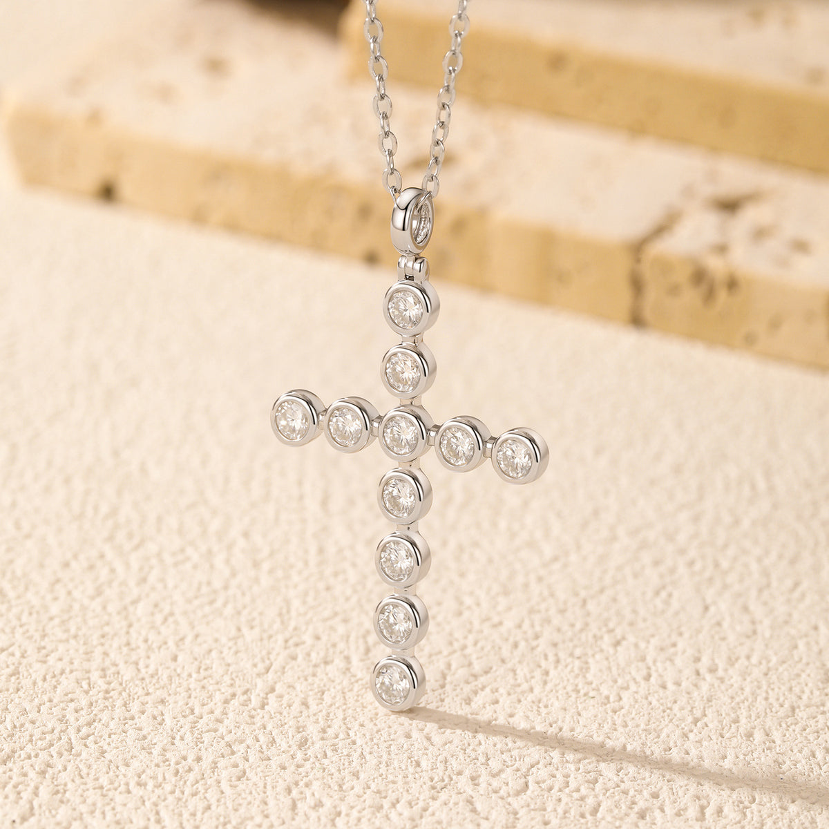 925 Sterling Silver VVS1 Cross Moissanite Necklace