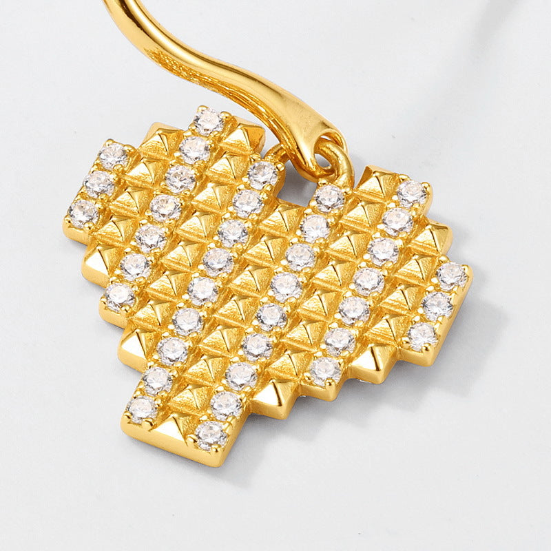 Planderful Jewelry Sterling Silver Zircon Earrings Peach Heart Design Personalized Everyday Elegance