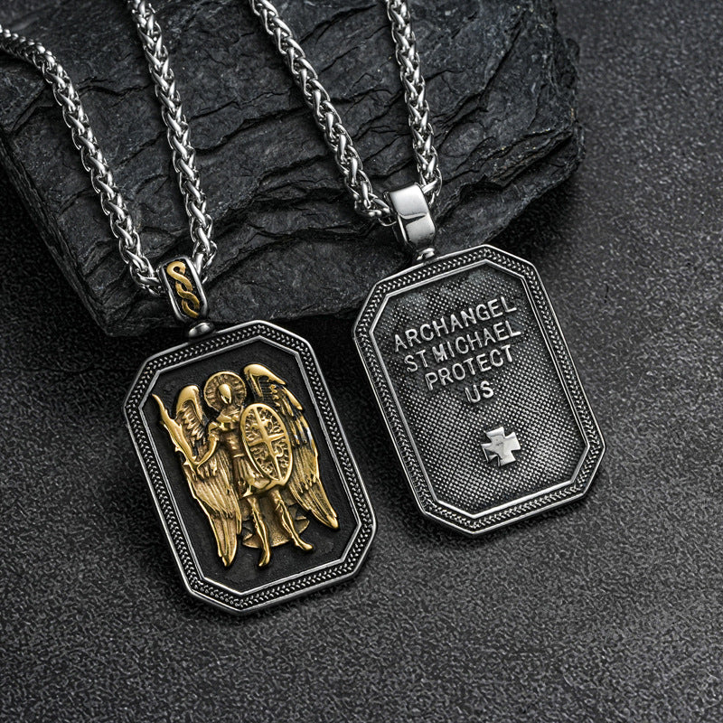 Planderful Stainless Steel Angel Sword Pendant Necklace For Men Durable Bold Contemporary Style Gift