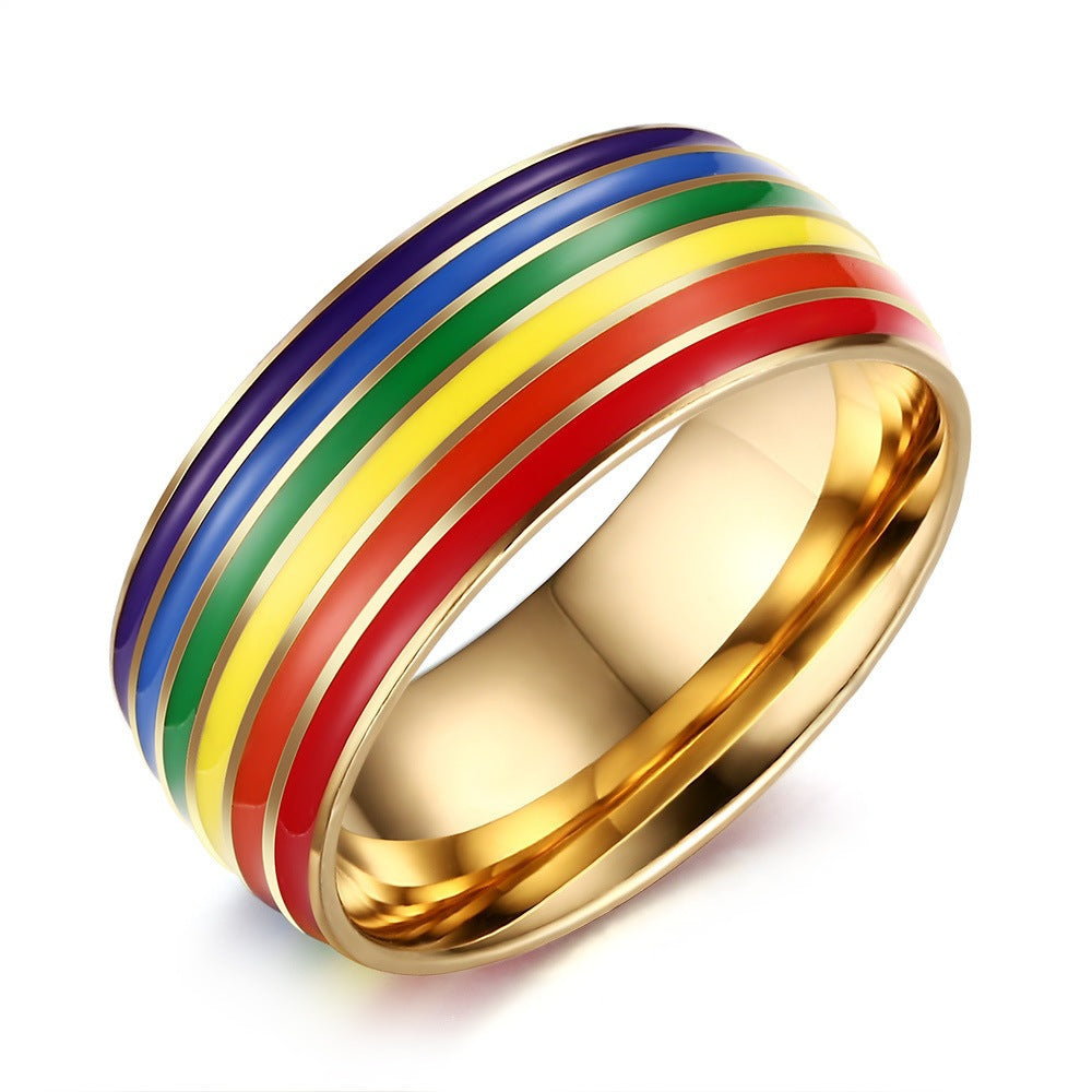 Colored Flag Stainless Steel Ring – – Titanium Steel
