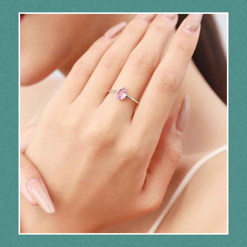 Simple Watermelon Tourmaline Sterling Silver Ring