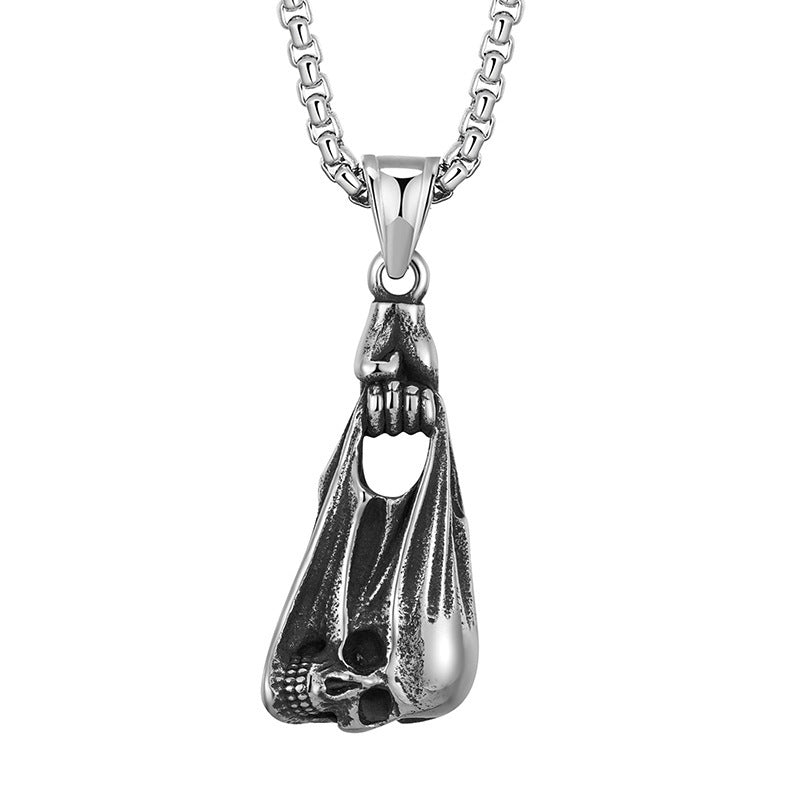 Steel Necklace - Statement Skull Pendant