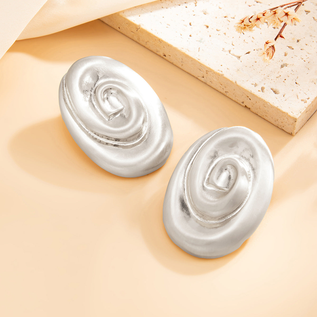 Threaded Stud Earrings Matte Retro Geometric Vortex Statement Planderful Vienna Verve For Women