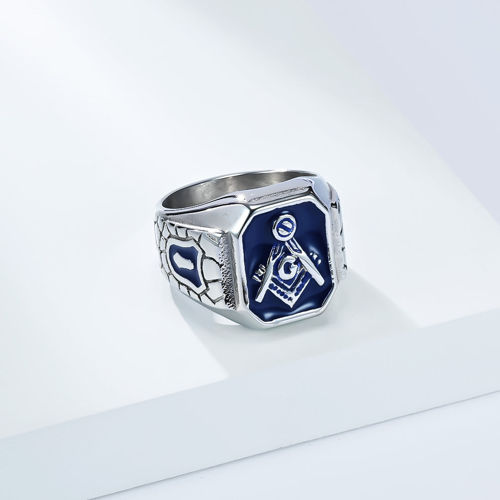 Planderful Masonic Ring for Men Titanium Steel Retro Style