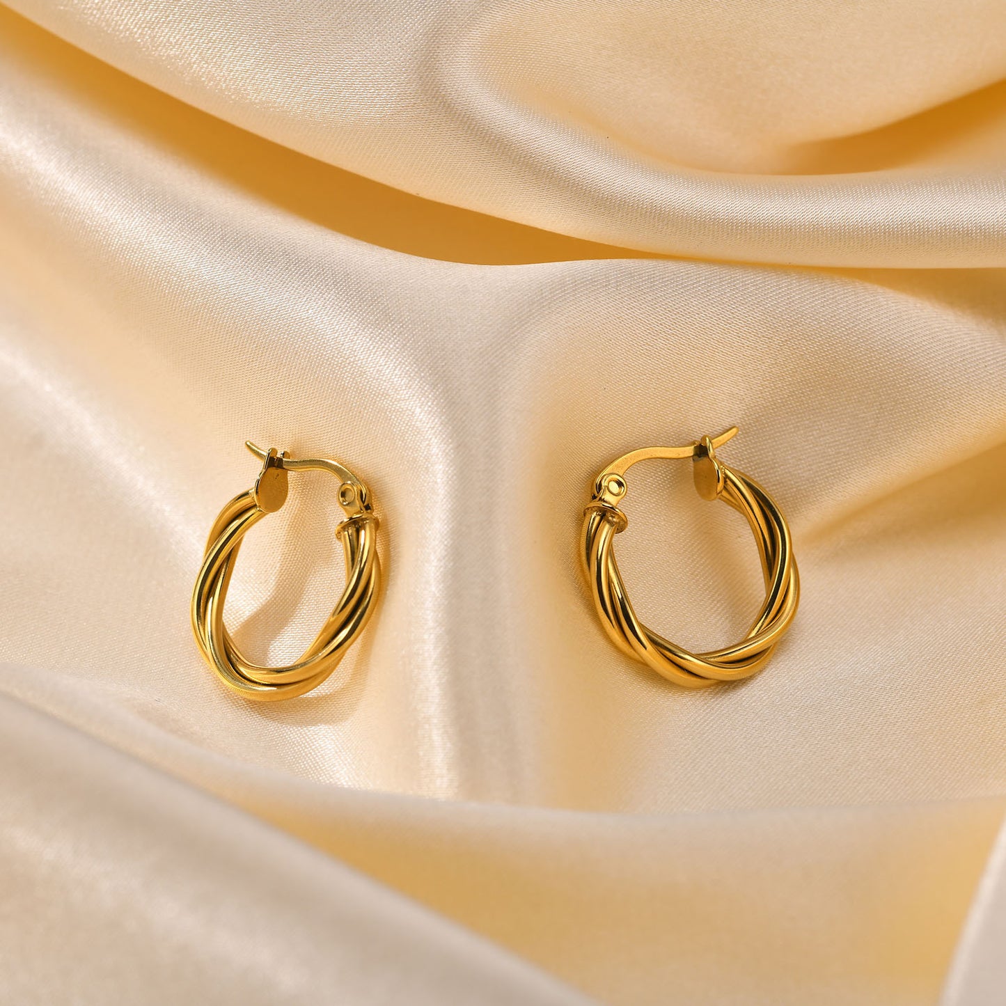 Stainless Steel Twist Earrings Gold Women's Fashion Accessories