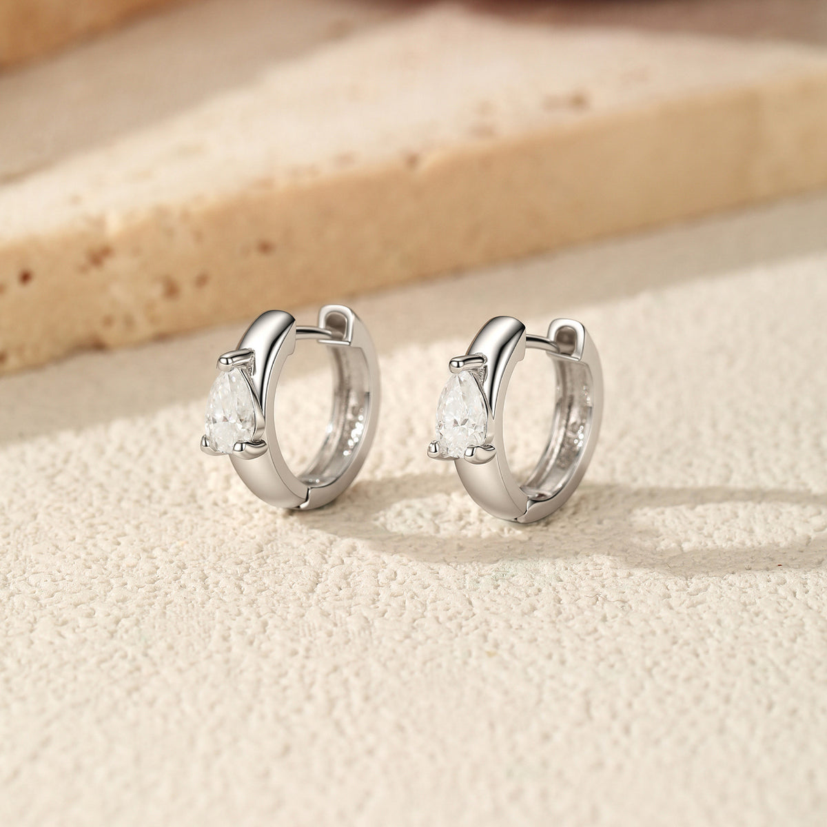 925 Sterling Silver Moissanite Hoop Earrings