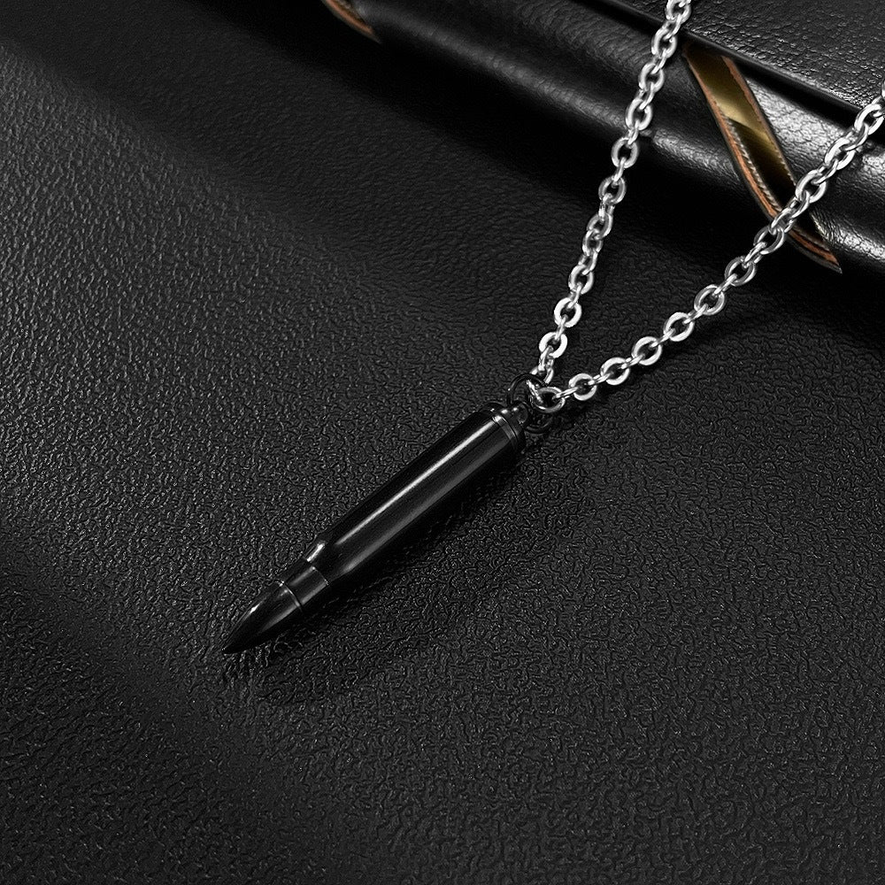 Planderful Stainless Steel Bullet Pendant For Men Personalized Hip Hop Necklace With Domineering Style