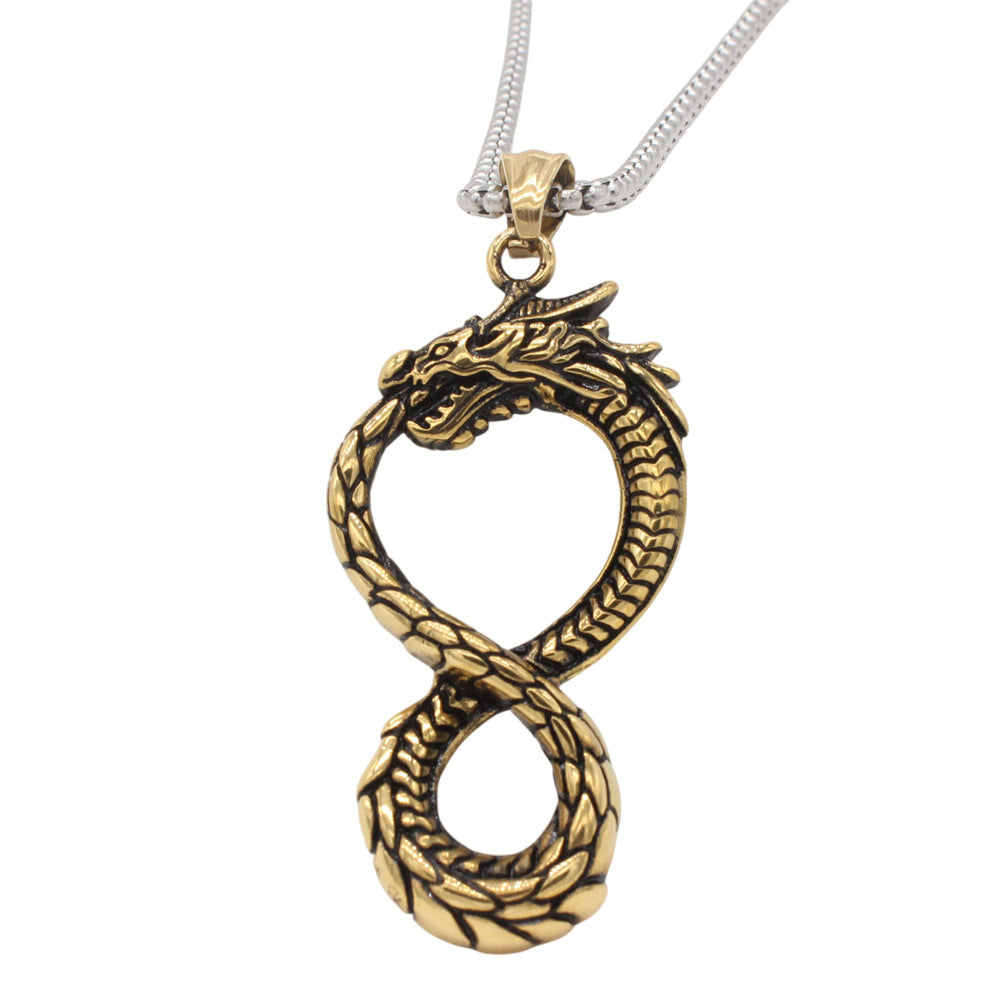 Planderful Jewelry Chinese Dragon Pendant For Men Titanium Steel Necklace Elegant Everyday Accessory