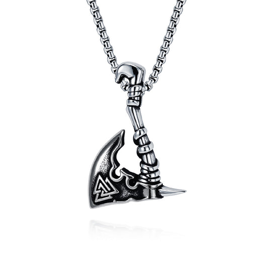 Planderful Nordic Viking Triangular Knot Durable Titanium Steel Axe Pendant Necklace For Men
