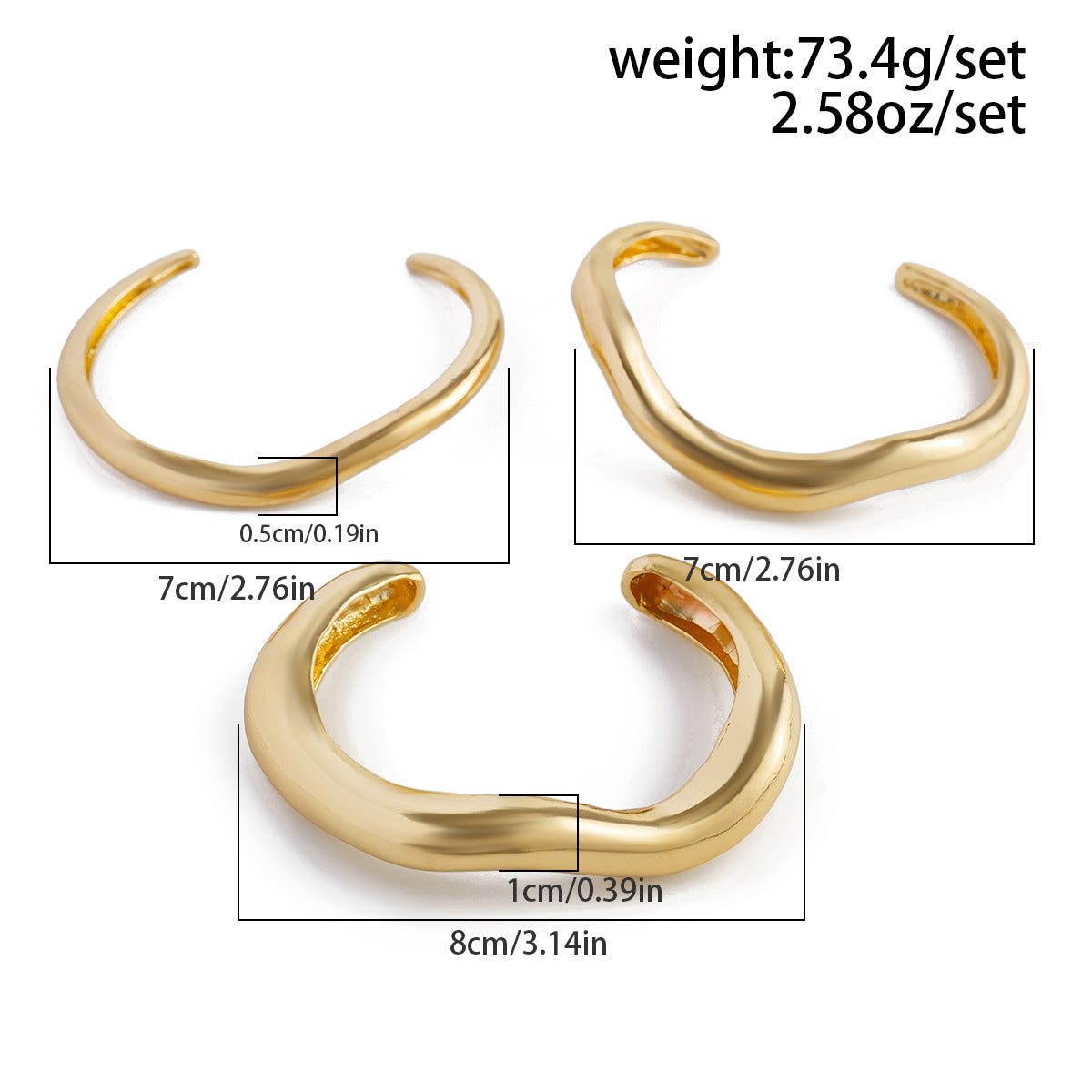 Planderful Vienna Verve Punk Style Heavy Metal Bracelet Bold Curved Wavy Opening For Rebels
