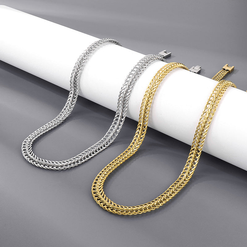 Tide Brand Keel Snake Bone Chain Hiphop Rock Cool 9mm Buckle Sweater Chain Necklace