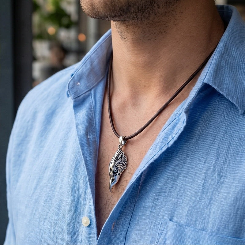 Punk Style Bird Of Prey Eagle Pendant Retro Smeared Eagle Wing Owl Necklace