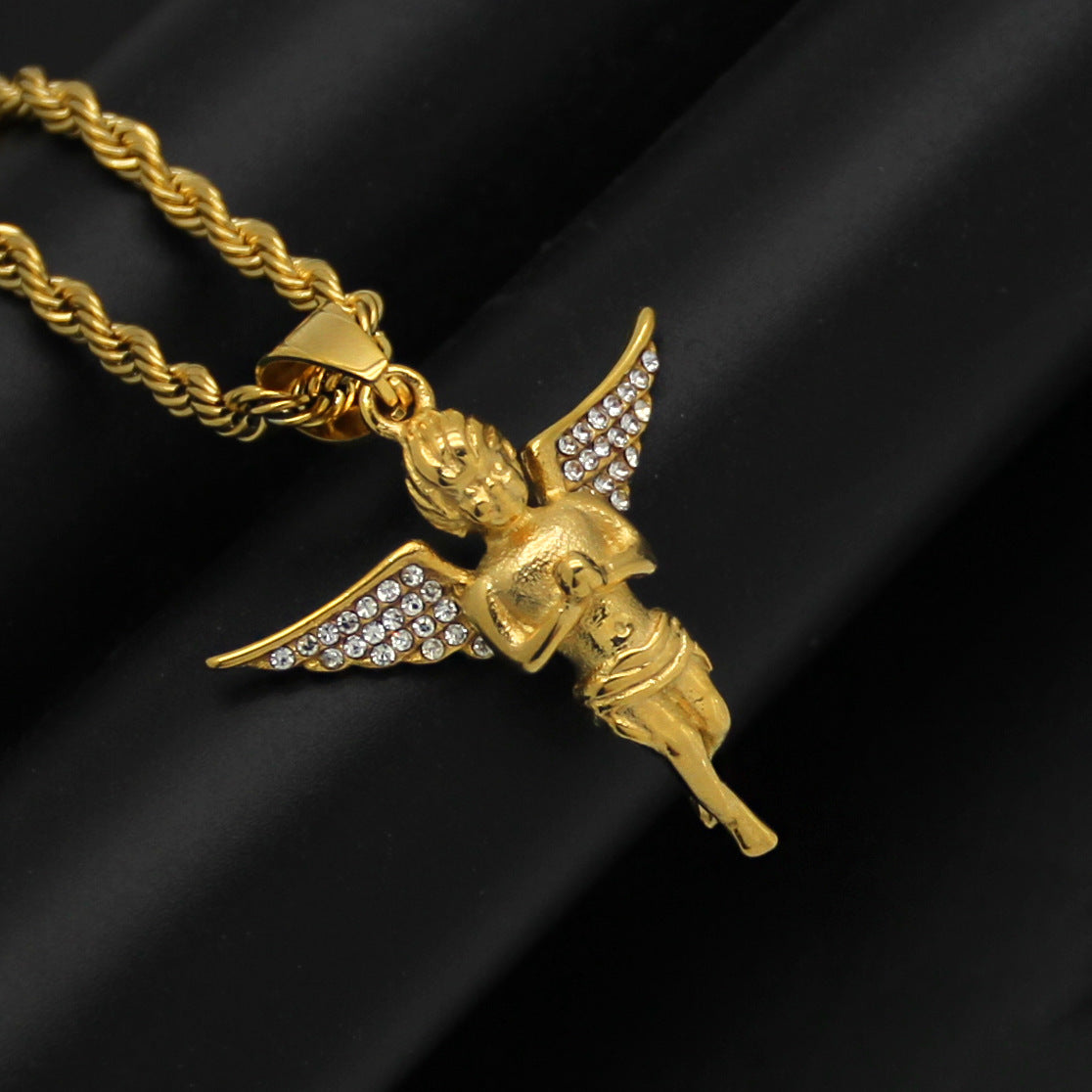 Zircon Necklace – Statement Prayer Angel Pendant