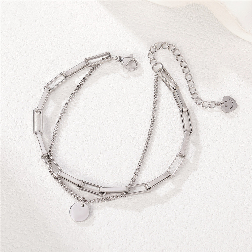 Titanium Steel Double Layer Bracelet Elegant For Modern Women By Planderful Everyday Genie Collection